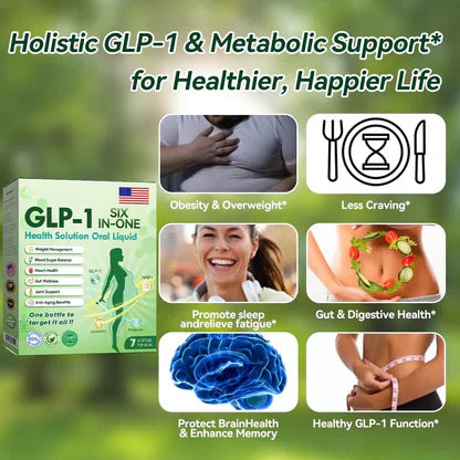 GLP-1 SIX-IN-ONE Health Solution Oral Liquid (Just once a day, visible changes in 7 days) For obesity, cardiovascular health, diabetes, sleep apnea, Gut Health, joint issues, and more