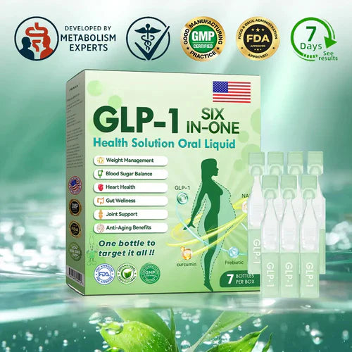 GLP-1 SIX-IN-ONE Health Solution Oral Liquid (Just once a day, visible changes in 7 days) For obesity, cardiovascular health, diabetes, sleep apnea, Gut Health, joint issues, and more