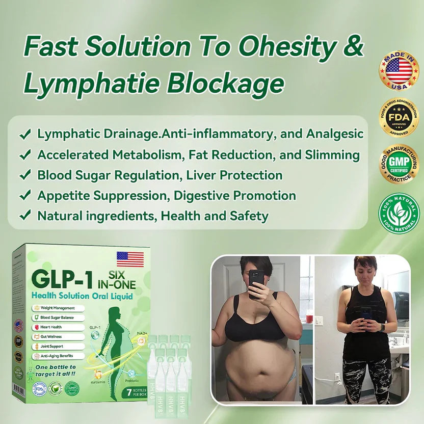 GLP-1 SIX-IN-ONE Health Solution Oral Liquid (Just once a day, visible changes in 7 days) For obesity, cardiovascular health, diabetes, sleep apnea, Gut Health, joint issues, and more
