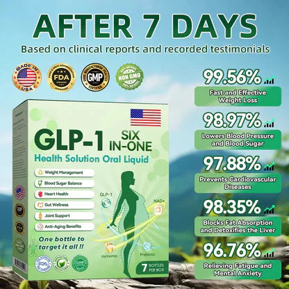GLP-1 SIX-IN-ONE Health Solution Oral Liquid (Just once a day, visible changes in 7 days) For obesity, cardiovascular health, diabetes, sleep apnea, Gut Health, joint issues, and more